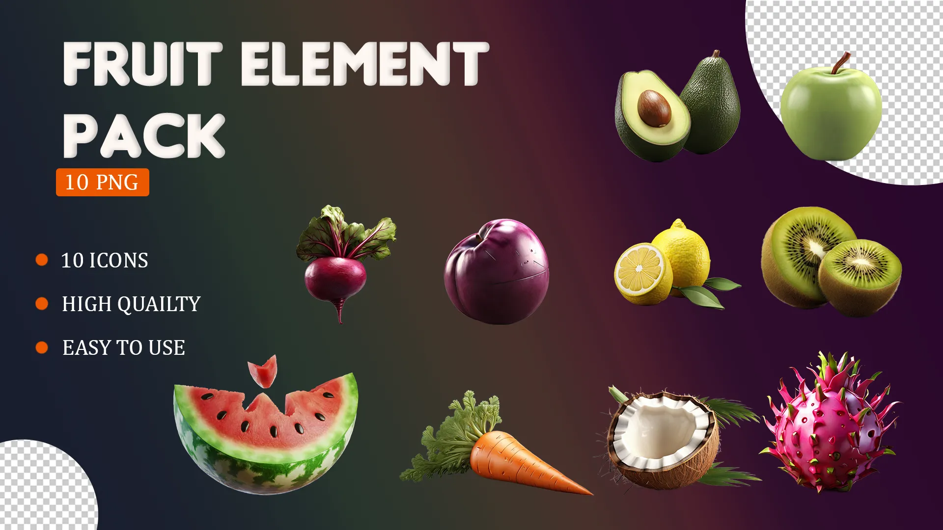 Exotic and Classic Fruit PNG Pack